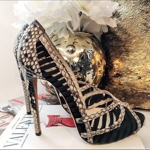 Alexandre Birman suede and snakeskin sz 37 shoes